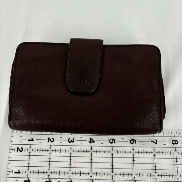 Rolfs Checkbook Wallet Brown Leather Zip Around Magnetic Snap 7.5 x 4 Inch - Picture 8 of 9